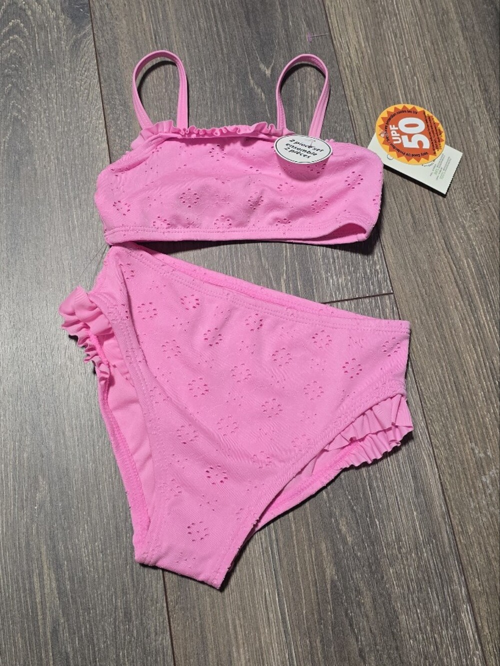 Geroge NEW Pink Baby Girl 2pc Bikini Ruffles Trims Eyelet Pattern NWT